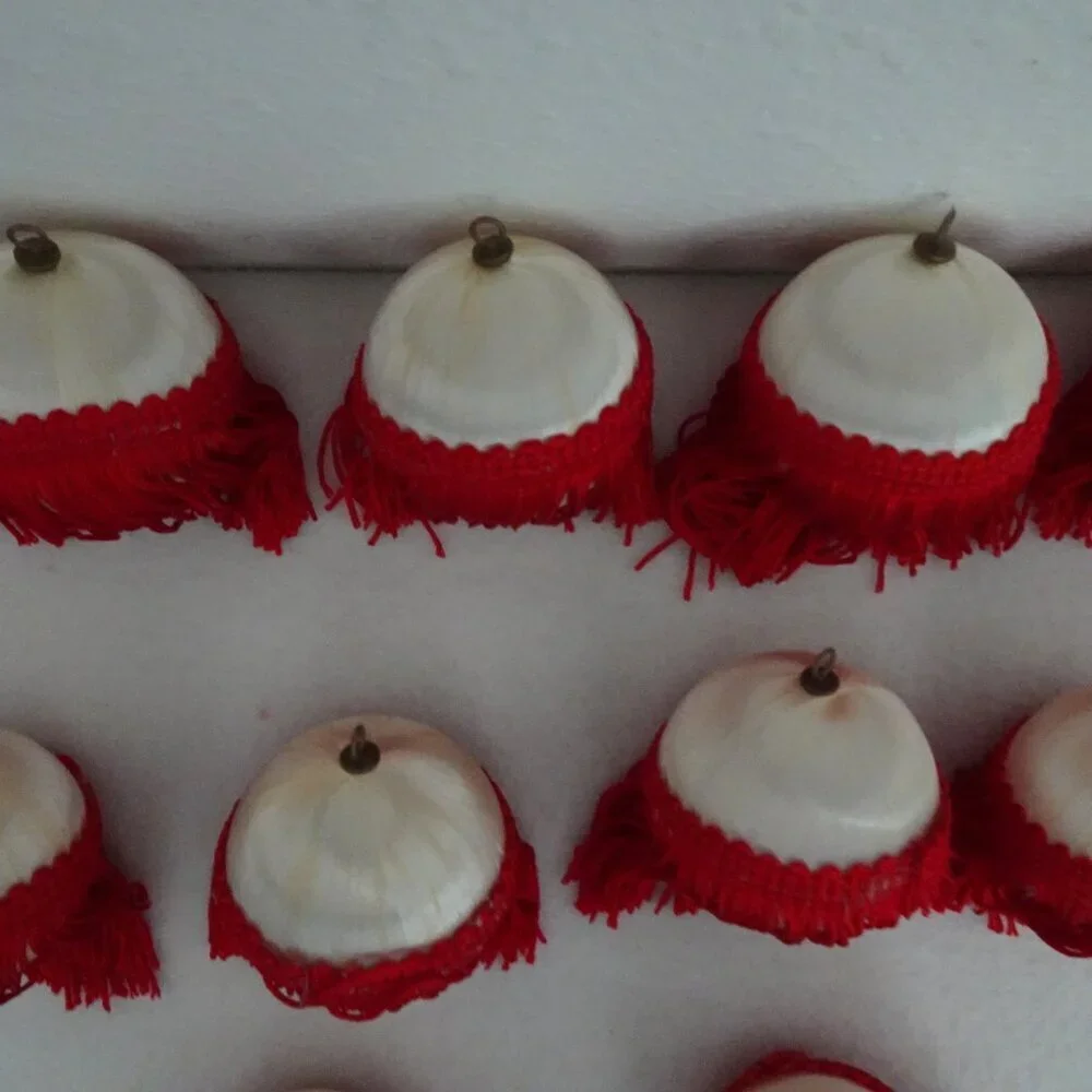 Vintage 12 Satin Ball Ornaments with Fringe Handmade Christmas Holiday Festive